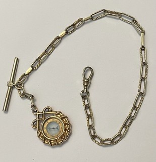 Fantastic 1890s Edwardian Gold Filled Pocket Watch Chain And Fob
