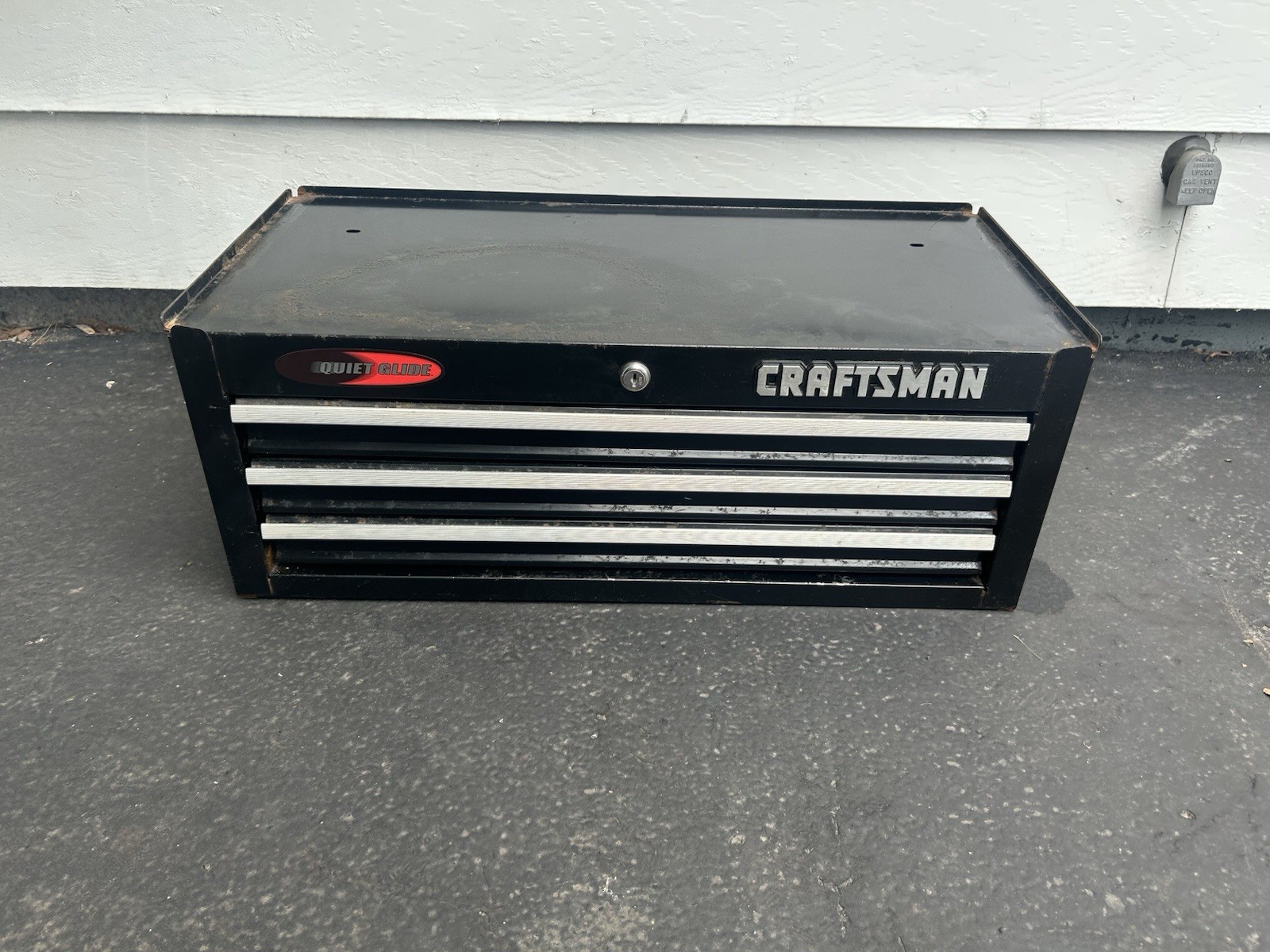 RARE SLIM 9.5” Craftsman 3 Drawer Mid Tool Box Middle Intermediate Chest Black