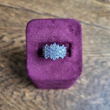 925 Sterling Silver Cluster Cluster Ring of Tanzanite Gemstones Size UK K