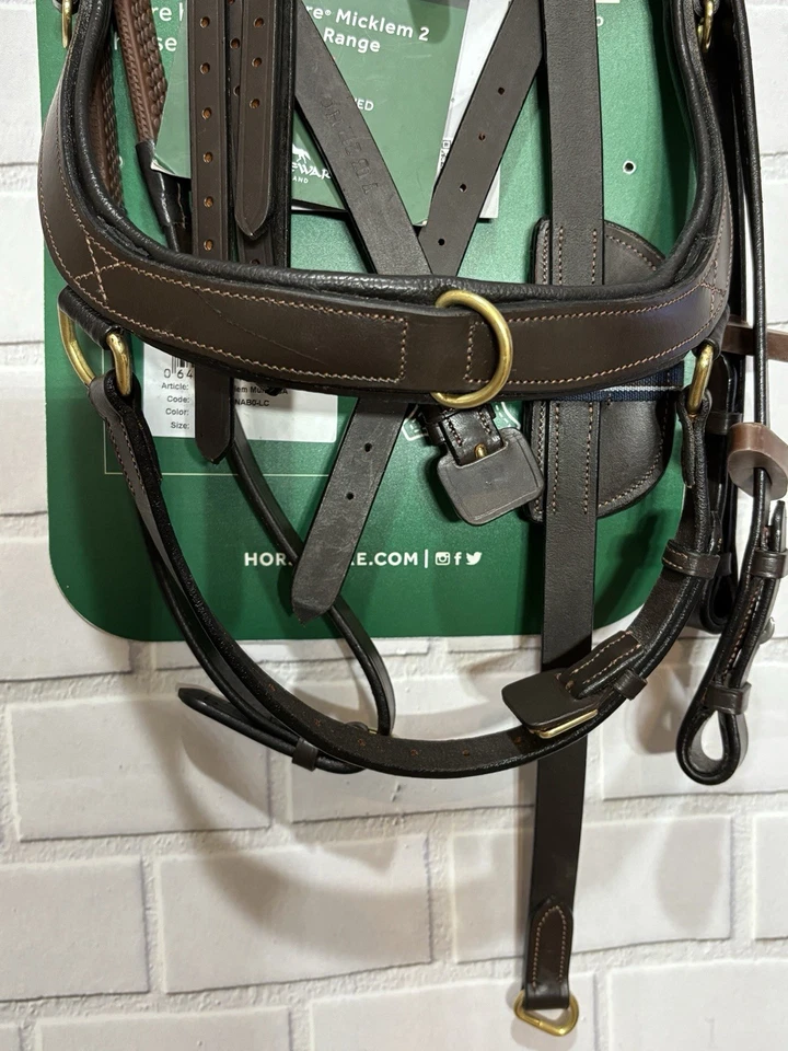 Rambo Micklem 2 Cuero Multi Brida y Riendas de Agarre de Goma - LG COB - MARRÓN Foto 3 de 4