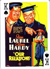 Laurel Hardy Our Relations Playing Card Vintage Comedy