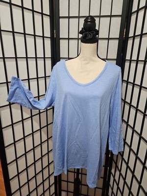 Chico's Light Blue ''Ultimate Tee'' Size 3 (XL 16/18)  Scoop Neck 3/4 Sleeve Top