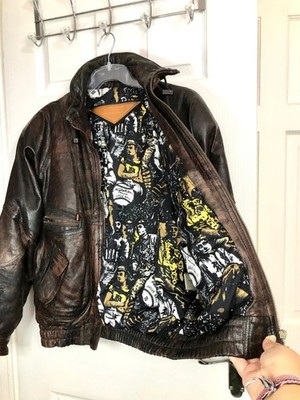 Vintage 80's Milan Brown 100% Real Leather Jacket With Baseball