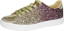 LUCKY STEP Glitter Sneakers Lace up Fashion Sneaker Sparkly ShoesWomen SZ 10