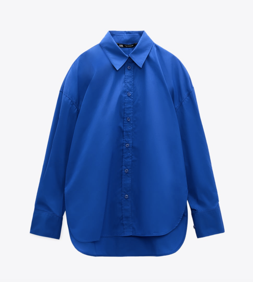 ZARA NEW WOMAN COLORS OVERSIZED POPLIN SHIRT TOP ELECTRIC ZARA NEW WOMAN COLORS OVERSIZED POPLIN SHIRT TOP ELECTRIC