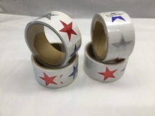 Roll of 100 Star Stickers are 1.5" ea - US Patriotic Red, White silver , Blue