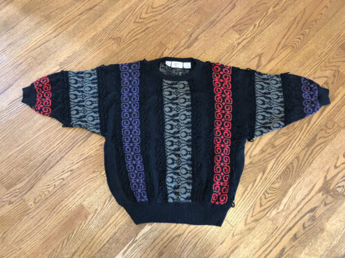 Vintage 80s Sweater Large Black Dolman Sleeves Bo… - image 1