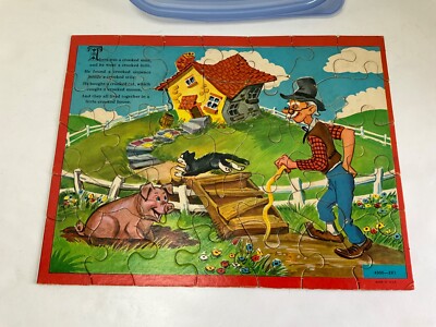 100% Complete 30 Piece Puzzle *Crooked Man* Fairy Tale Pig Cat Grimm Story House