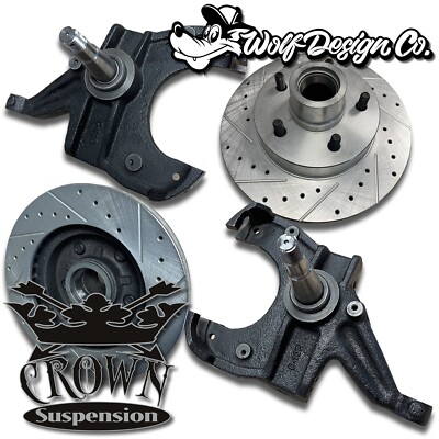 C10 SquareBody Lowering 3'' Drop Spindles W Drilled Slotted Rotors 1973-1987