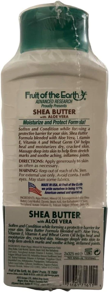Fruit of the Earth Shea Butter and Aloe Vera Lotion Twin Pack 11 oz Pack of 2 - Image 4 of 4