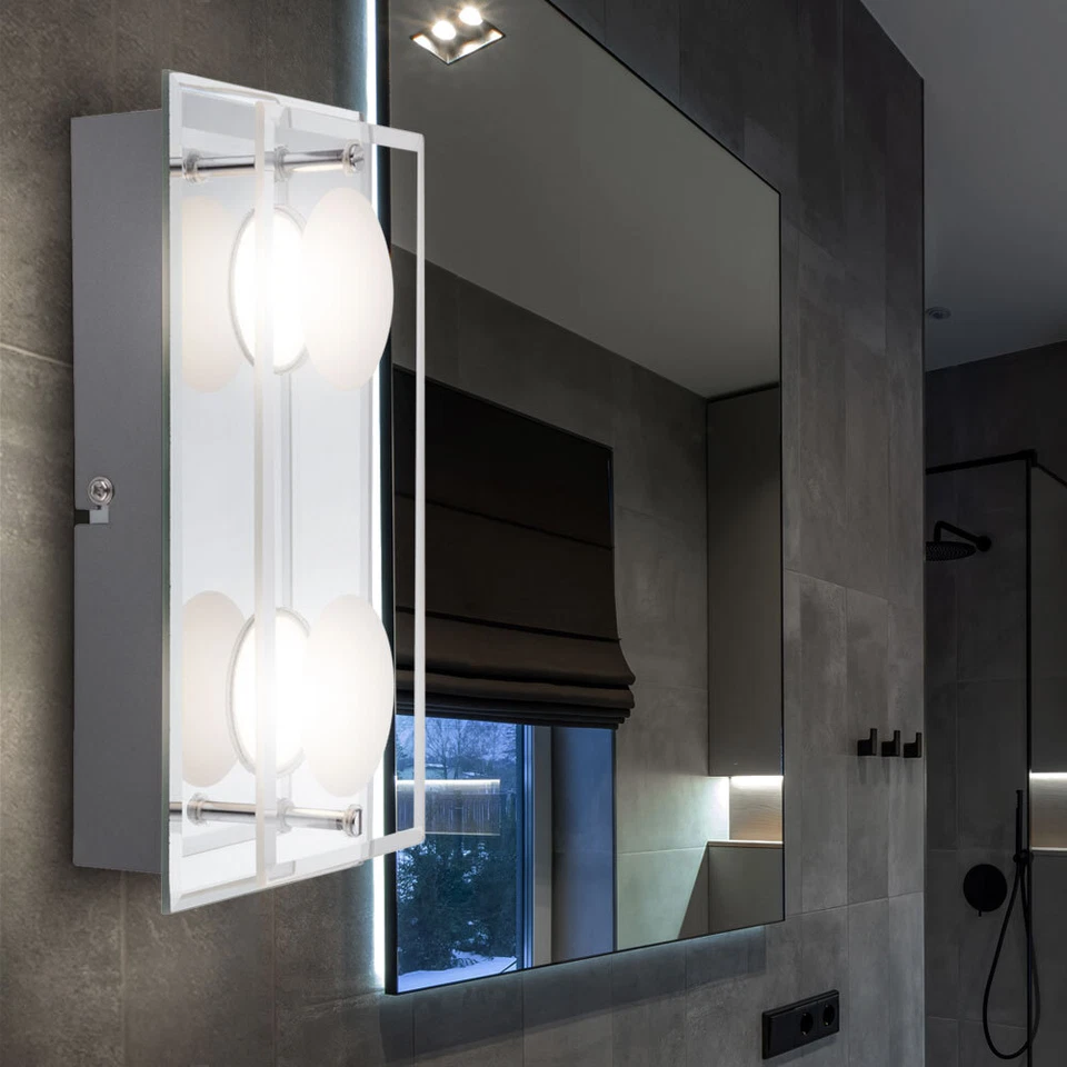 Applique Murale Lampe Salle de Bain Dimmable LED Verre Couloir Chrome L 24 CM - Photo 4/4