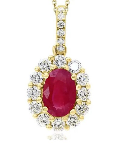 Pendentif En Or Blanc 18K Avec Diamants Et Rubis - 1,15 Ct Total, Design Pave, Cœur (Neuf Avec étiquettes)