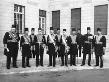 Egyptian government ministers outside Royal Palace Cairo before an Old Photo
