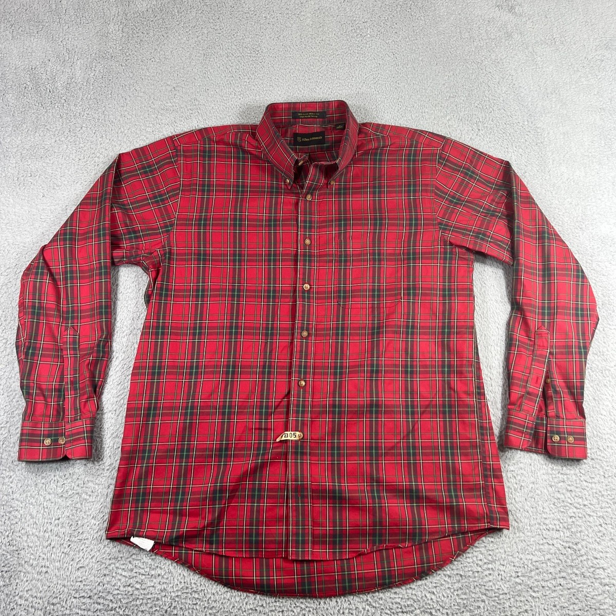 allen edmonds dress shirts Allen Edmonds Shirt Mens XL Long Sleeve Button Down Red Tartan Plaid Cotton