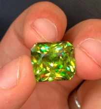 4 + Carat Natural Green Sphene Titanite Asscher Shape Gemstone For Jewellery
