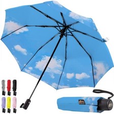 Windproof Compact Stick Umbrella for Rain One-Click Automatic Open and Close ...