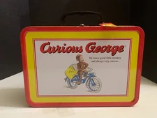 Curious George Metal Tin Lithograph Lunch Box Storage Tin by Houghton Mifflin Co