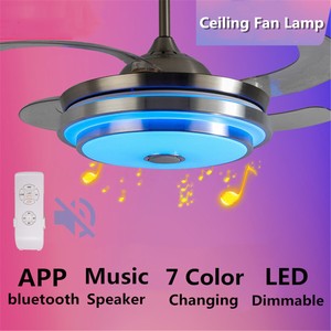 Modern Led 7 Light Color Changing Ceiling Fan Music Lamp Fan