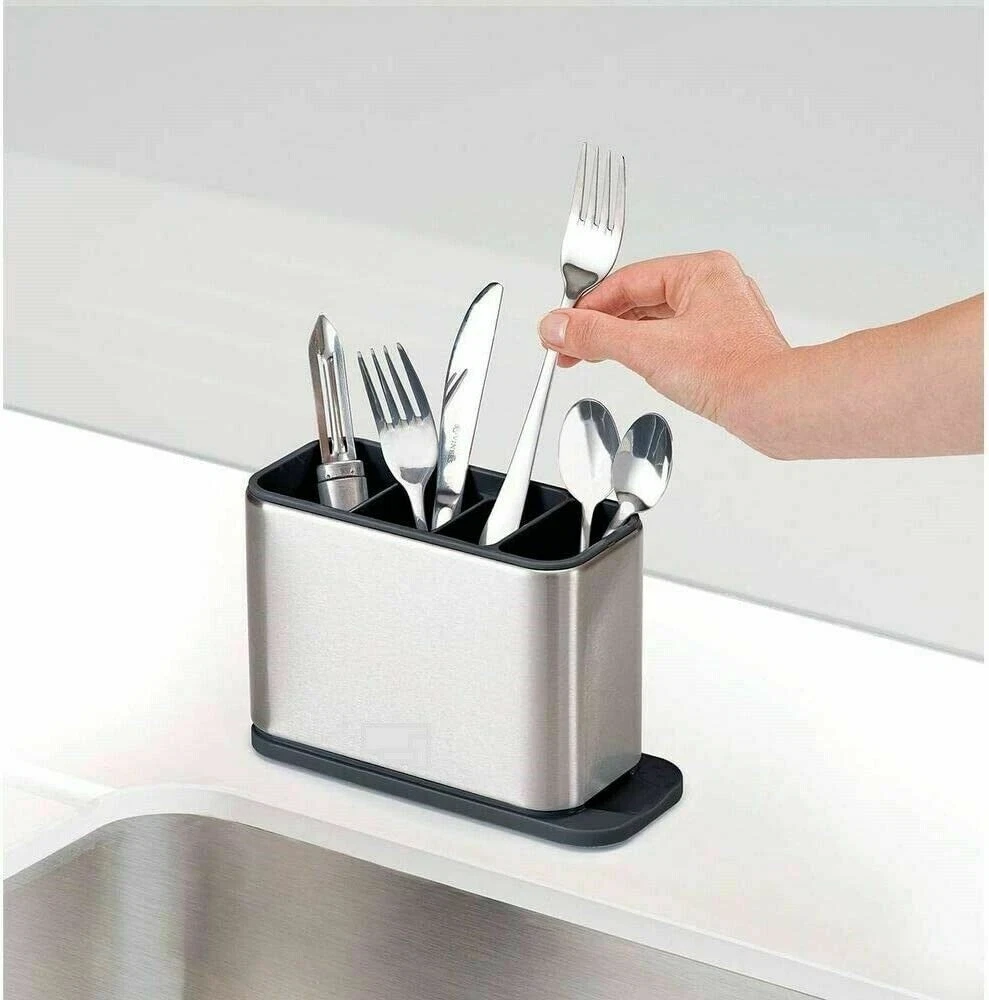 IPEGTOP Portaposate In Acciaio Inox 304 Con Ganci, 3 Scomparti, Antiruggine, Per Scolapiatti Da Cucina