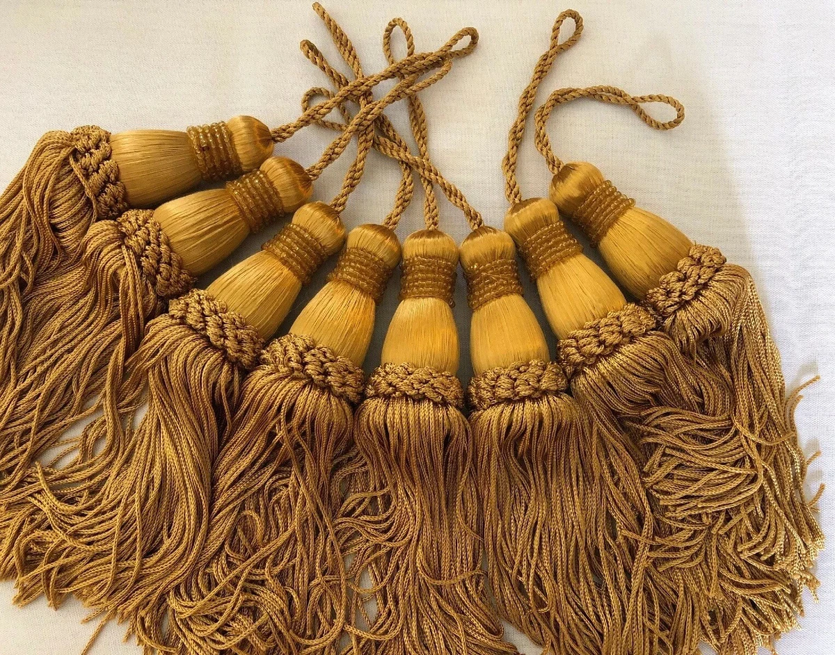 Tassels Eight (8) Gold 7” From Tassel Top To End Of Fringe 1.5