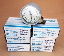 ASHCROFT PRESSURE GUAGE 0-15 psi 2" 1/8" NPT Bottom Mount Made in USA LOT OF 6