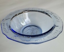 Vintage Tiara Glass Blue Mother Goose Children's Bowl, Little Miss Muffet