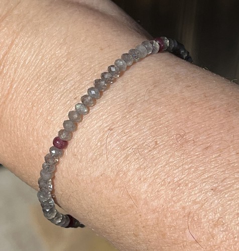Labradorite And Ruby Sterling Silver Beaded Bracelet - Picture 2 of 12