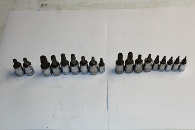SNAP-ON TOOLS 1/4'' 3/8'' DRIVE TORX Tamper-Resistant Socket Driver LOT 18pcs USA