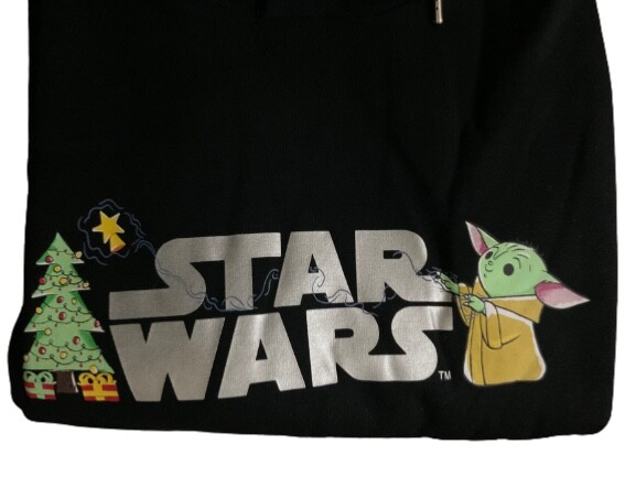 Disney Star Wars Christmas Tree Print Baby Yoda Front Pocket Men Hoodie Medium image 5