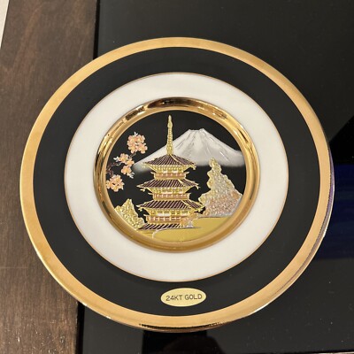 Chokin Art 24K Gold Plate With Stand Japanese -  Samurai Warrior Armament Decor