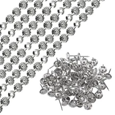 6Pcs 1Meter Flower Upholstery Tacks Strips Trim Sofa Decorative Nails, Silver