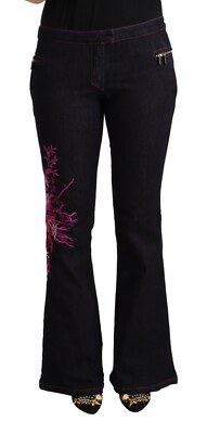 EXTE Jeans Black Cotton Mid Waist Cotton Flared Trouser IT44/US10/L RRP $300