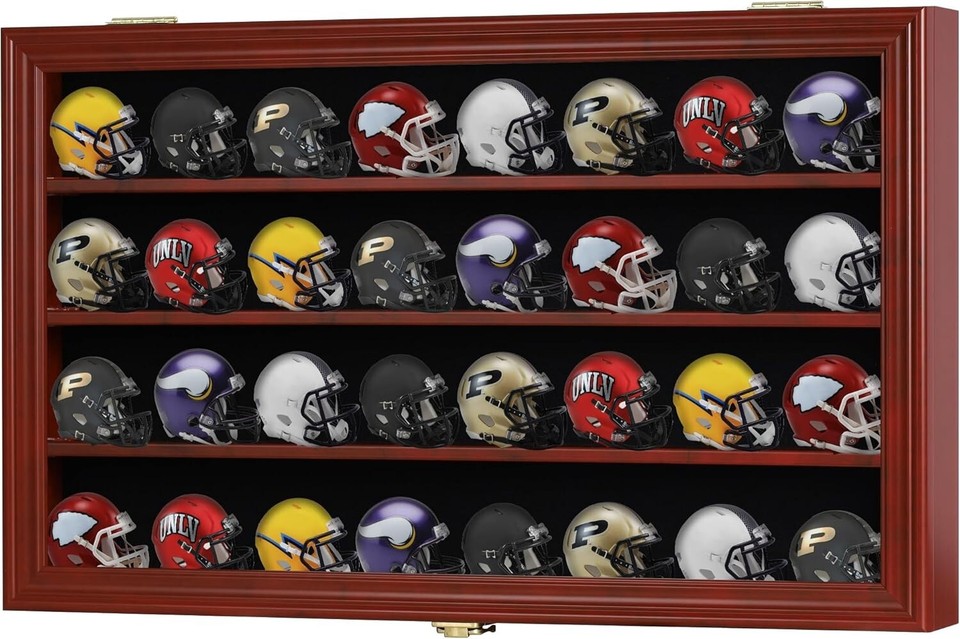 Pocket Pro Mini Helmet Display Case 32+ Football Riddell Cherry Rack ...