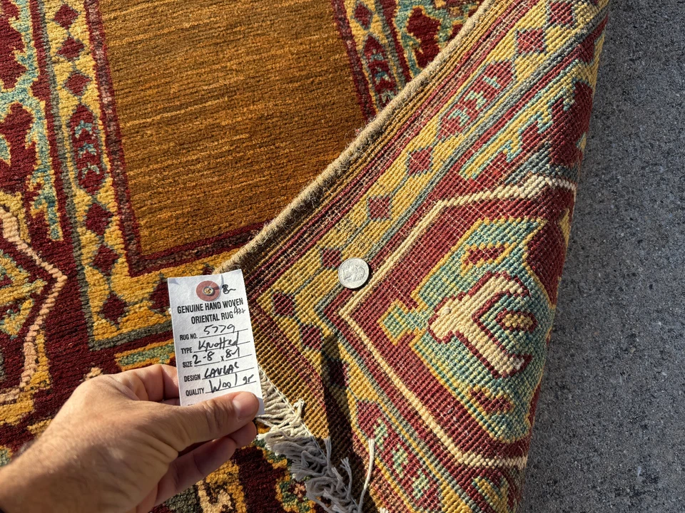 ALFOMBRA CORREDOR VINTAGE 2x8 oriental HECHA A MANO antigua tejida a mano marrón cachemir camello Foto 3 de 4