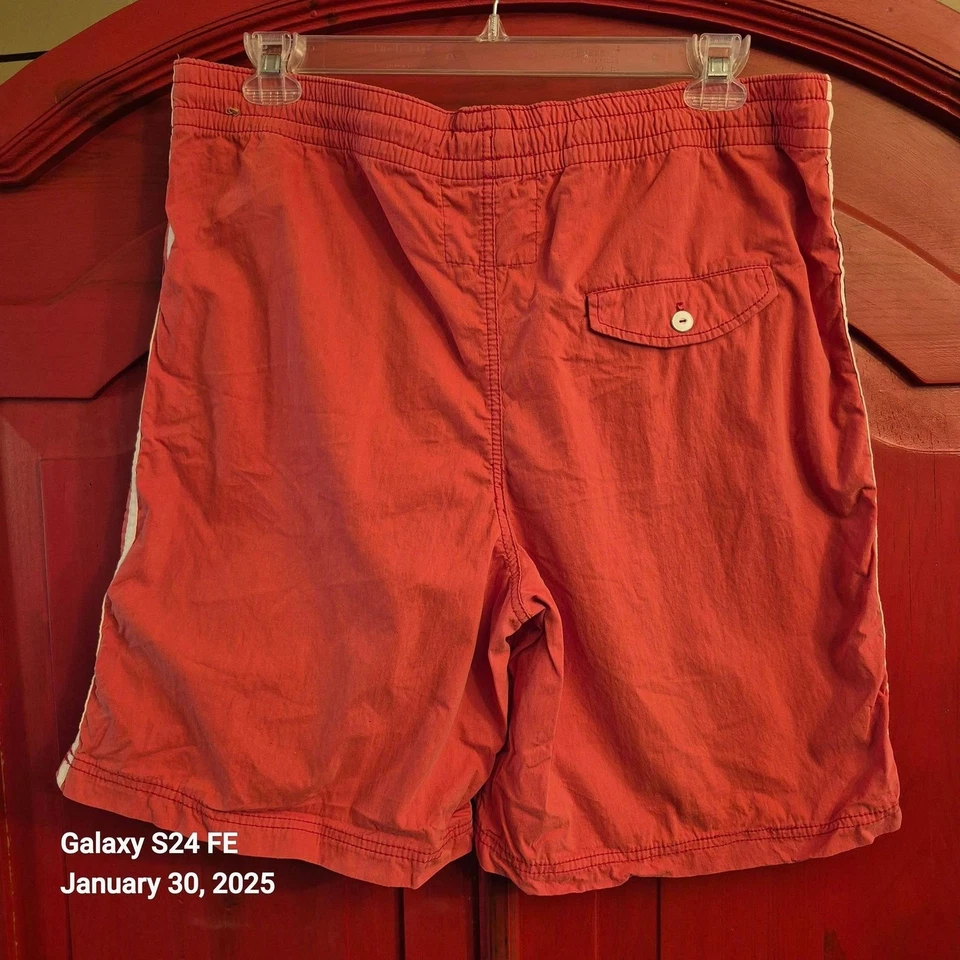 Bañador Hollister para Hombre XL Naranja Azul Marino Blanco Rayas Bordado Logo Pull On Foto 2 de 3