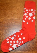 Happy Socks Red With Silver Stars Socks UNISEX New No Tags