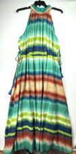 TAYLOR Ombre Striped Chiffon Maxi Dress Elastic Waist Dressy Lined Size 22W New