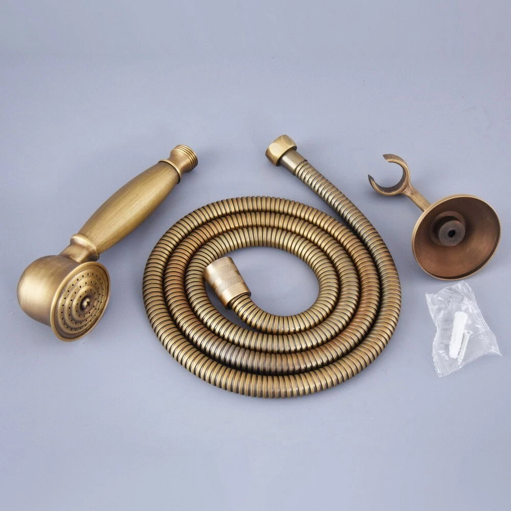 Vintage Antique Brass Hand Held Shower Head With Shower Bracket 1.5m Hose
Opens in a new window or t