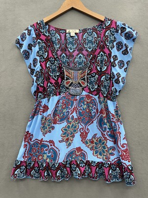 Unity World Wear Women s Large Blouse Top Elastic Waist
