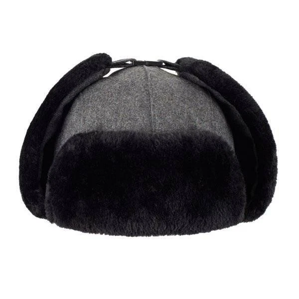 Gorras de sombrero de trampero para hombre S/M gris negro mezcla de lana gorra de invierno oreja $45 Foto 2 de 4