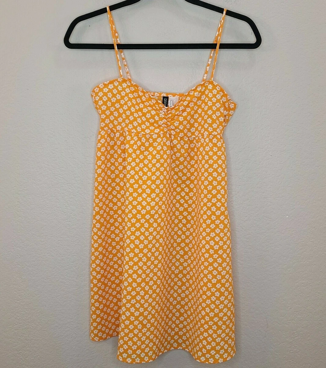 Divided H M Dress Women XS Orange Dixie Daisy Floral Mini Babydoll Summer Casual