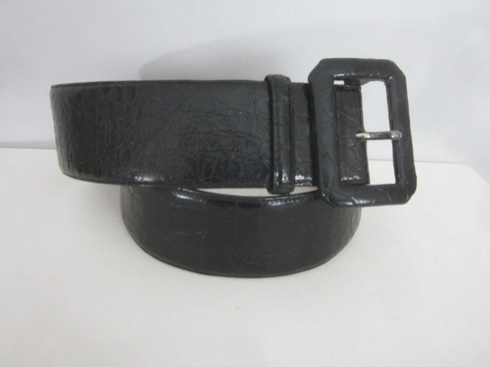 Cinturón Giorgio Armani Mujer S Negro Cuero Cocodrilo Genuino 26" - 30" Italia Foto 2 de 4