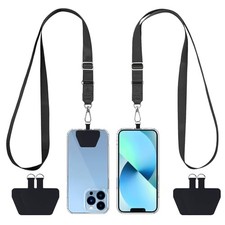 CACOE Phone Lanyards 2 Straps  4 Patches, Compatible Phones, Black  Black