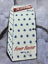RARE VINTAGE 1952 MAYFAIR MILK DAIRY CARTON PORCELAIN SIGN 
