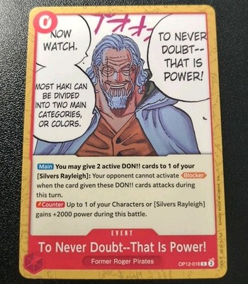 One Piece CCG To Never Doubt -- That Is Power! C OP12-016 NM