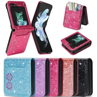 For Samsung Galaxy Z Flip 7 FE 6 5 4 Glitter Leather Card Wallet Case Flip Cover