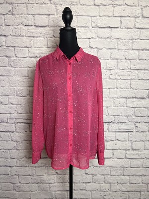 Soaked in Luxury Sheer Button Down w/ Polka Dot Print size M