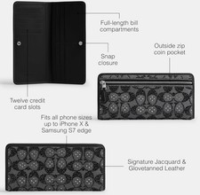 2 colors available Coach Slim Wallet Signature Jacquard Glovetanned