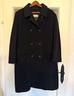 Vittoria Verani Damen Mantel Donata lang schwarz Wolle/Kaschmir Knopf Gr. 42