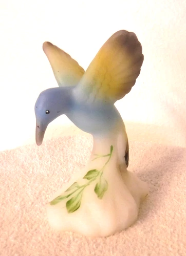 Fenton HandPainted Frosted Milk Glass Hummingbird Figurine